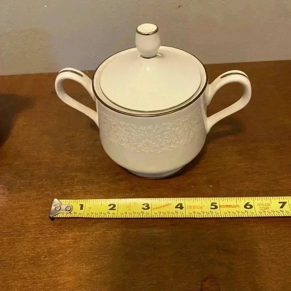 Sugar & Creamer Set White Silver‎ Gracie Fine China Concerto MCM Made in Japan